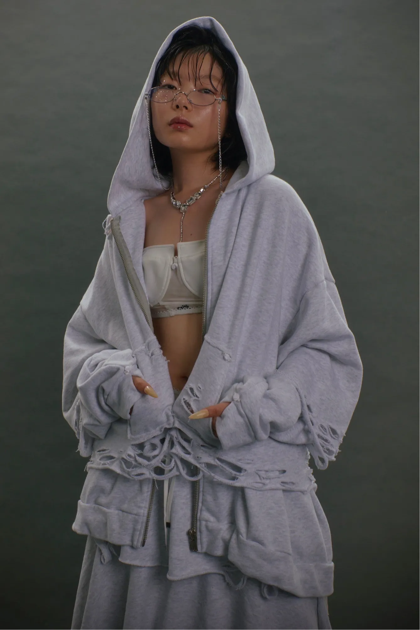 Layered Crush Hoodie(Gray)