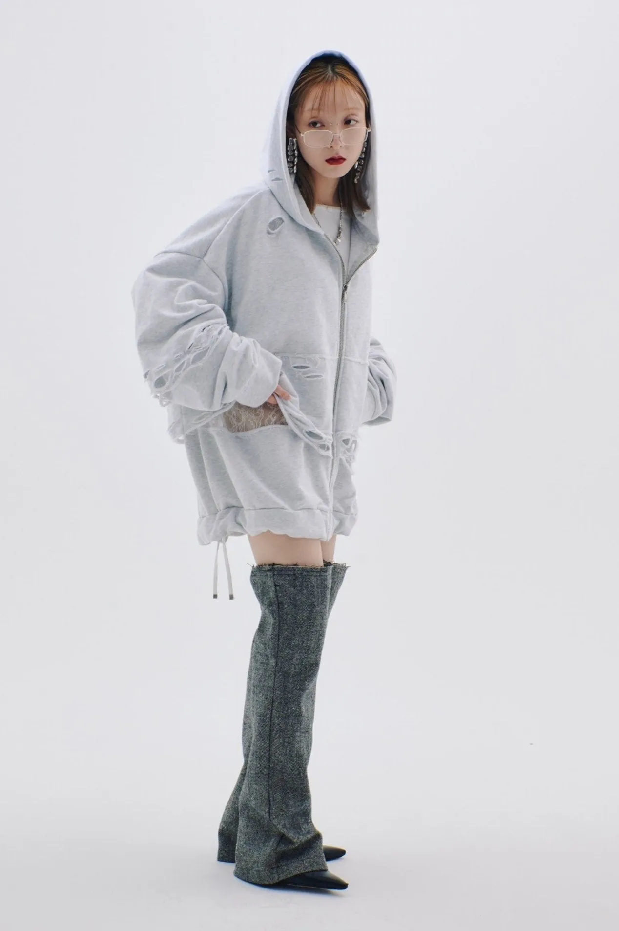 Layered Crush Hoodie(Gray)