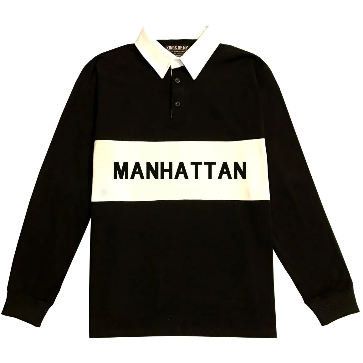 Manhattan New York Striped Mens Long Sleeve Rugby Shirt