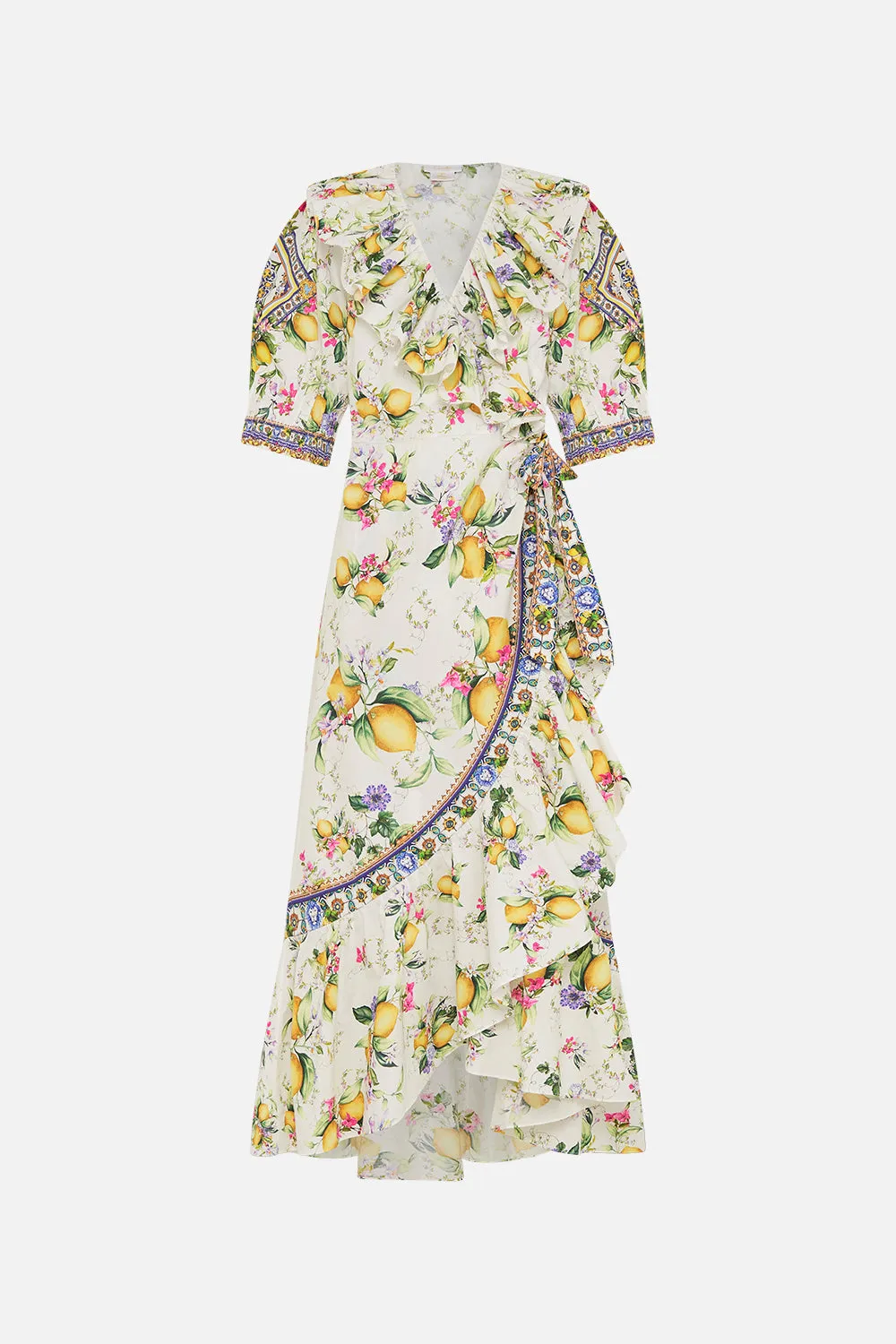 MAXI WRAP DRESS WITH PUFF SLEEVE CATERINA SPRITZ