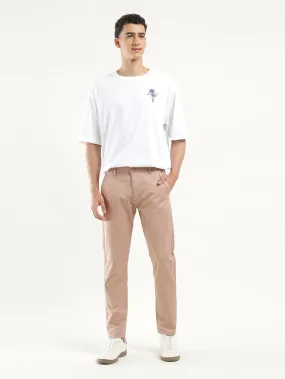 Men's Peach Slim Tapered Fit Trousers