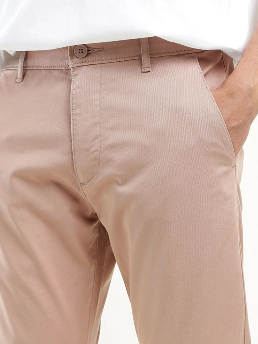 Men's Peach Slim Tapered Fit Trousers