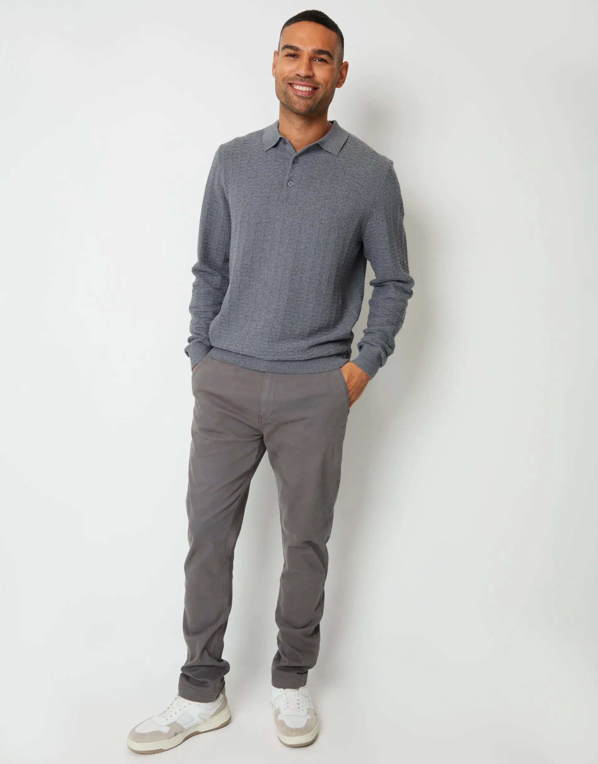 Men's Slate Slim Fit Stretch Canvas Trousers