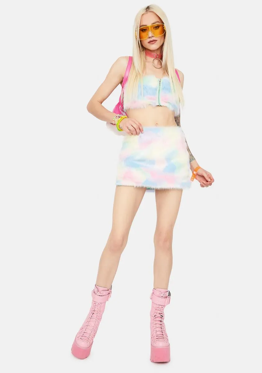 Message In A Bottle Pastel Faux Fur Skirt Set