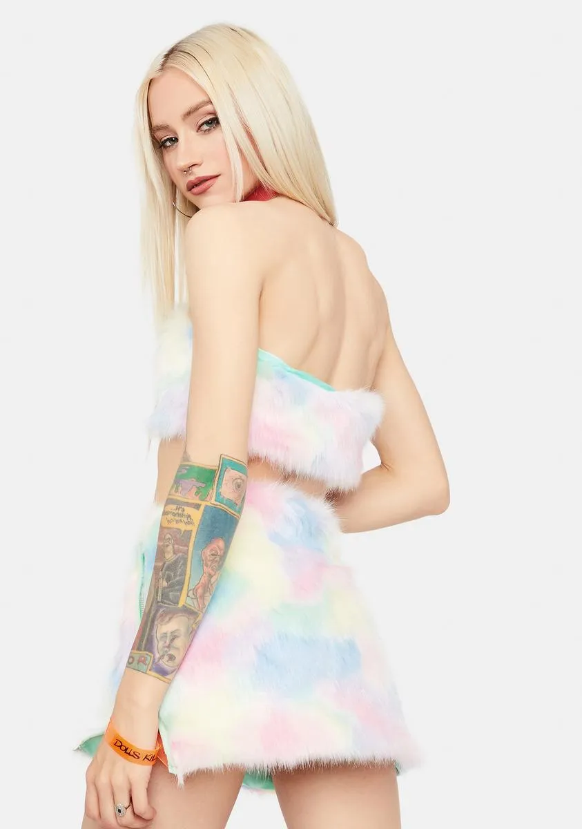 Message In A Bottle Pastel Faux Fur Skirt Set