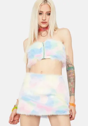 Message In A Bottle Pastel Faux Fur Skirt Set