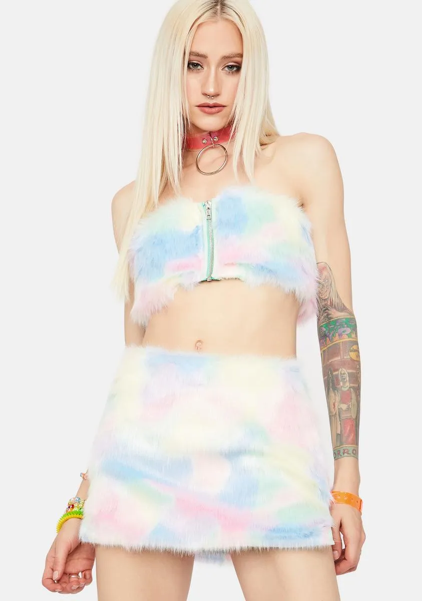 Message In A Bottle Pastel Faux Fur Skirt Set