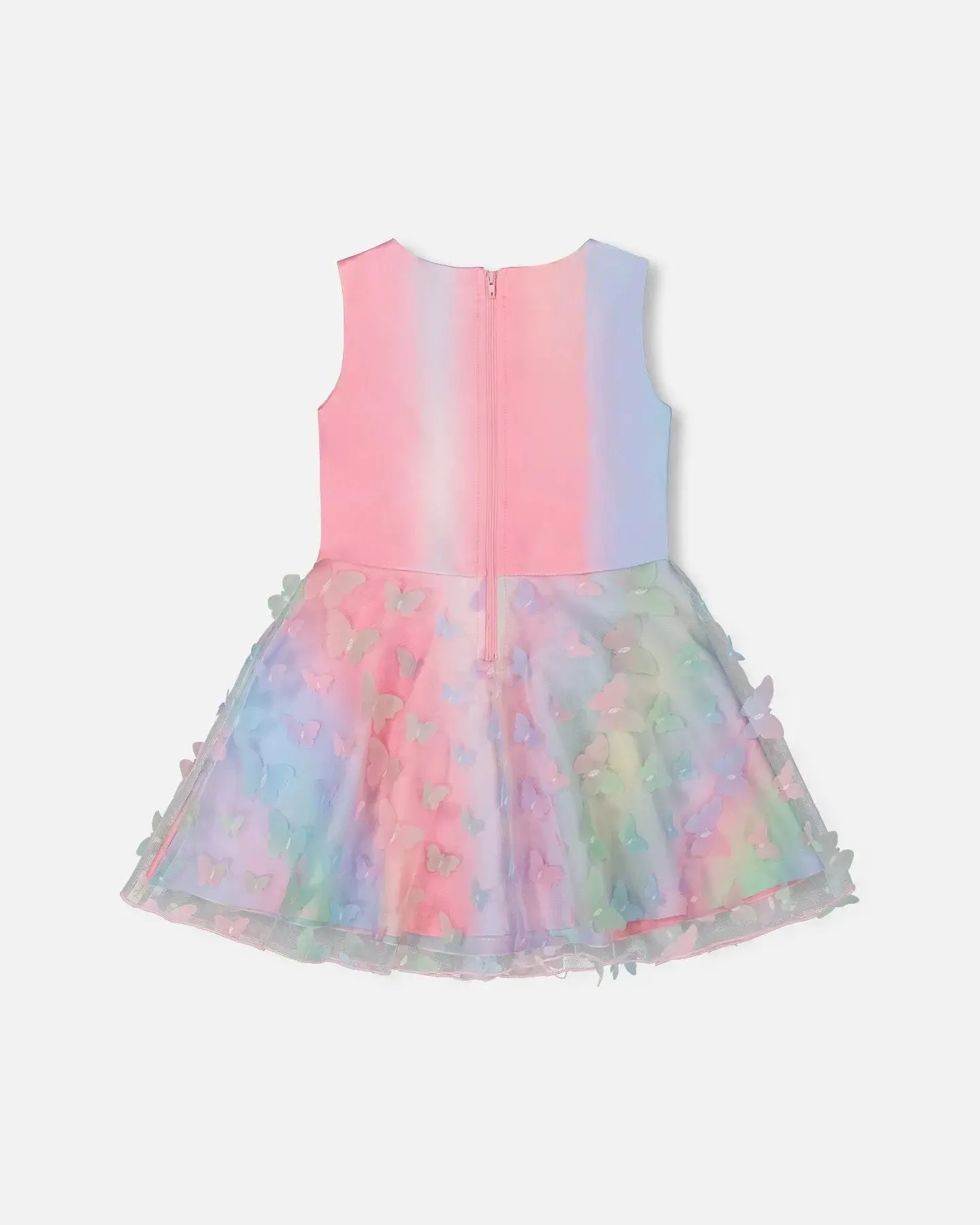 Milano Dress With Printed Mesh Skirt Multicolored With Butterflies