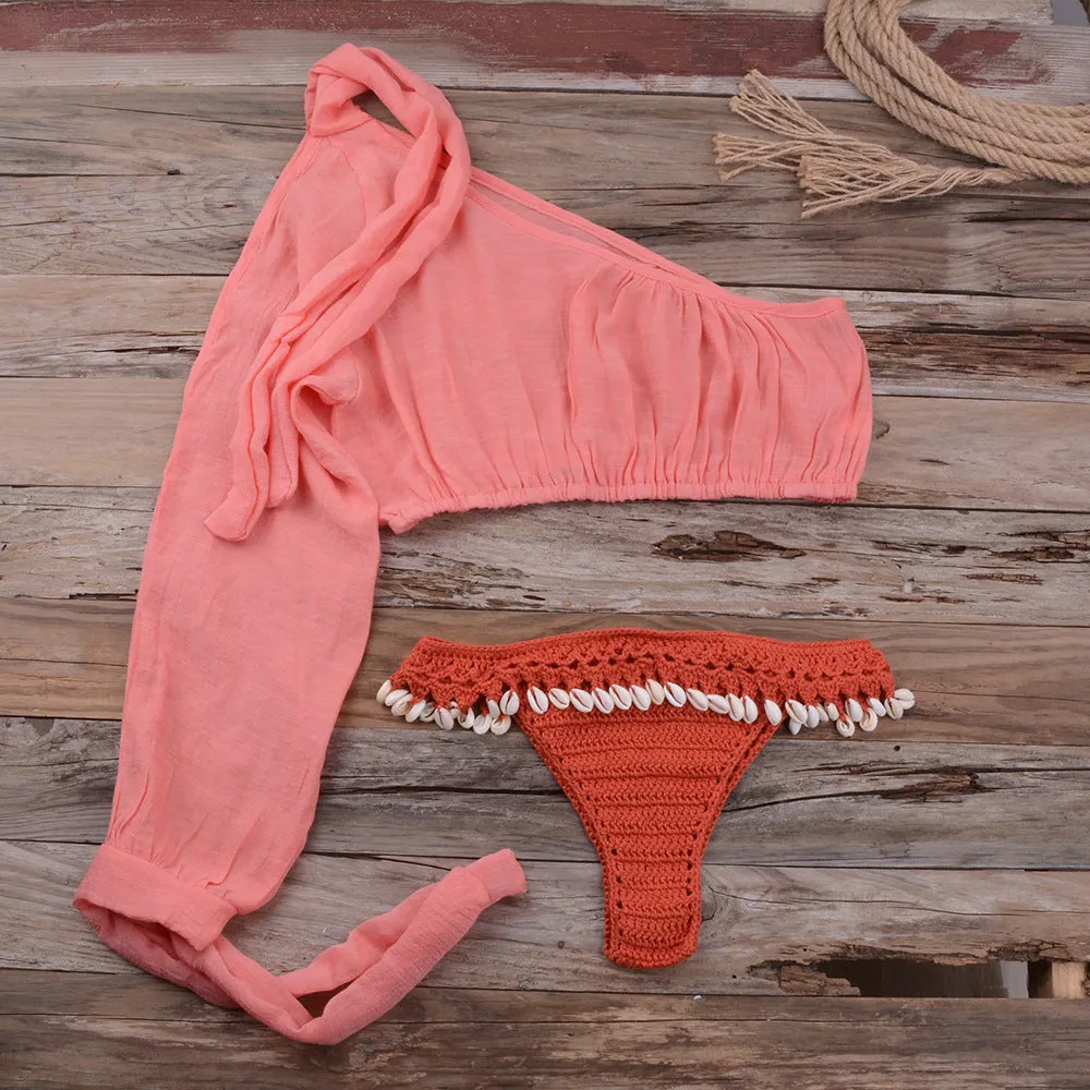 Modern Beach Bikini Split Shell Suit with