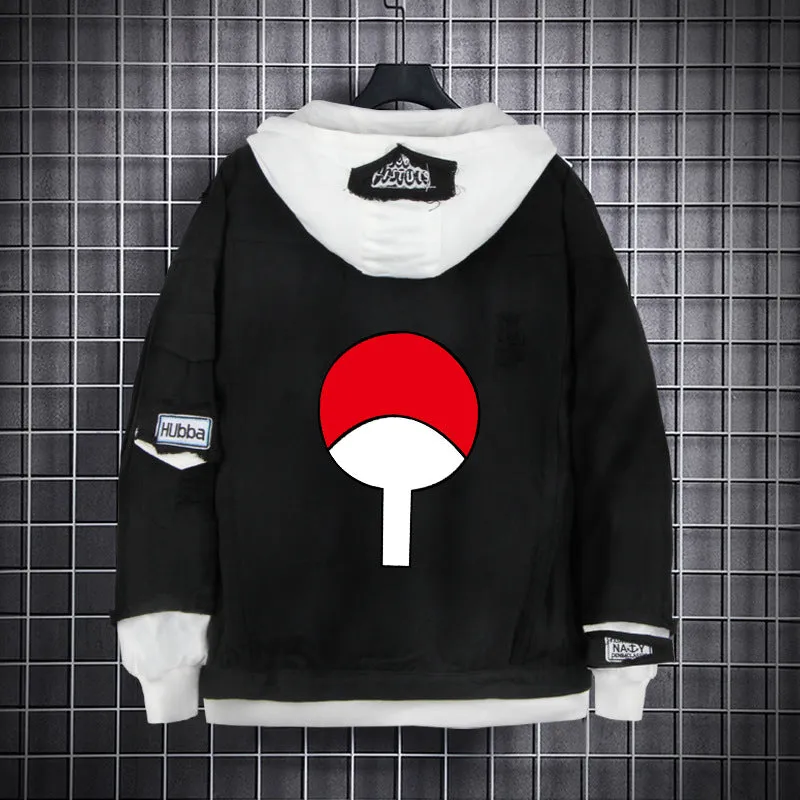 Naruto Black Layered Hooded Denim Jacket