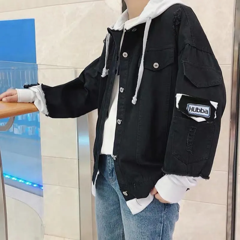 Naruto Black Layered Hooded Denim Jacket