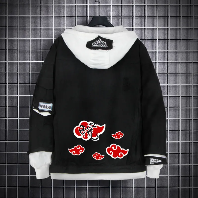 Naruto Black Layered Hooded Denim Jacket