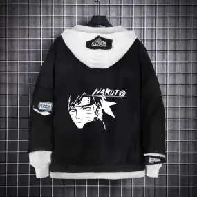 Naruto Black Layered Hooded Denim Jacket