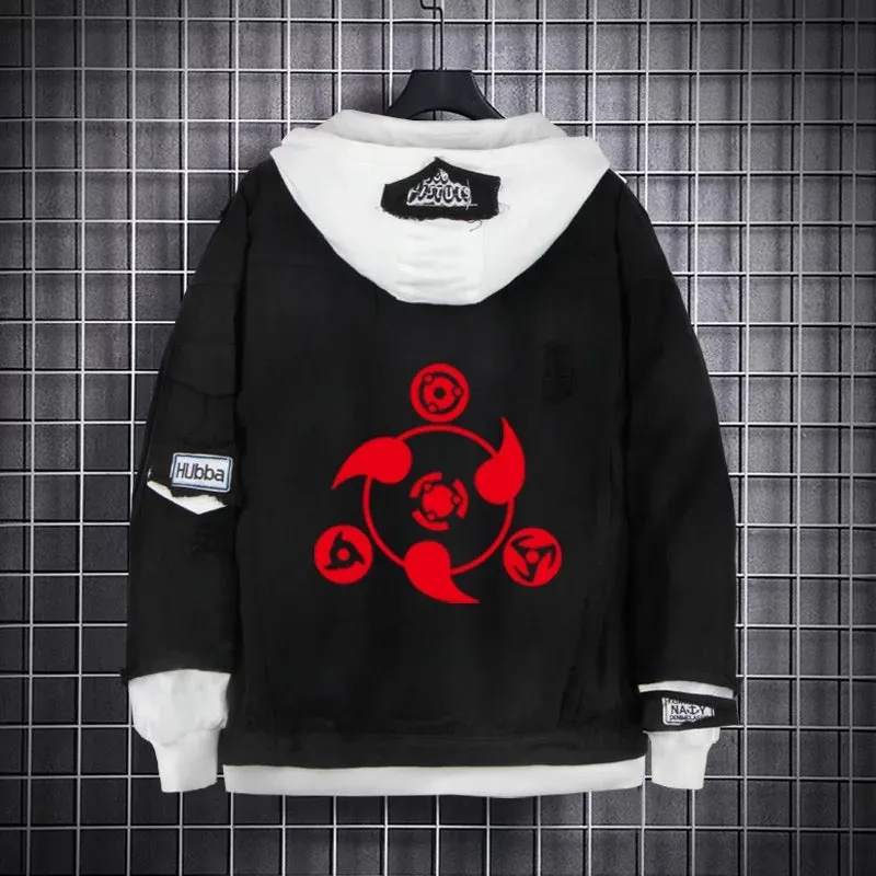 Naruto Black Layered Hooded Denim Jacket