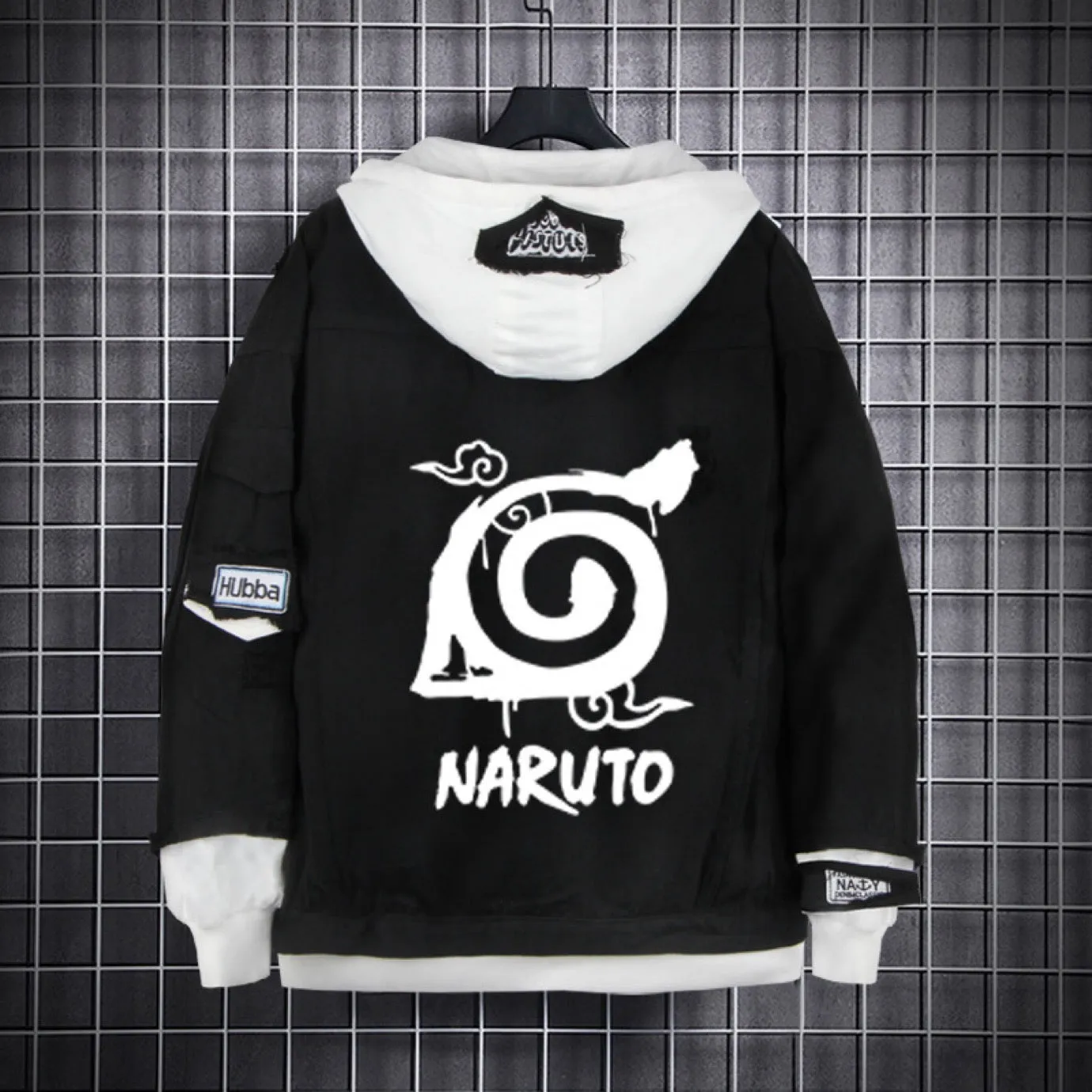 Naruto Black Layered Hooded Denim Jacket