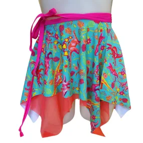 PASTEL PREHISTORIC | Asymmetrical Double layer Tie Skirt, Rave Skirt, Festival Bottom | Fairy Skirt