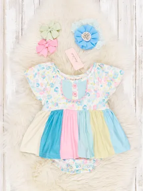 Pastel Rainbow Floral Dressy Romper