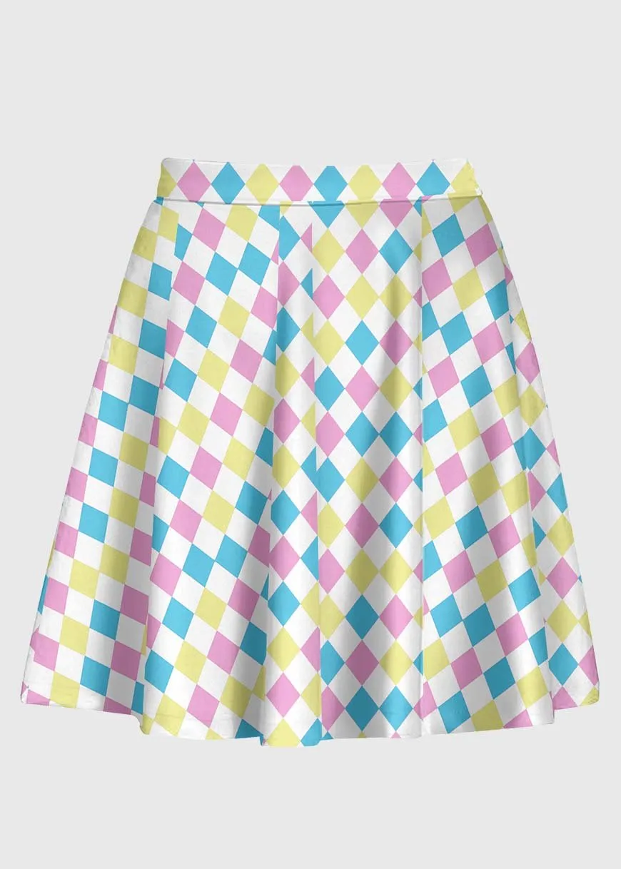 Plus Size Harlequin Pattern Pastel Clowncore Skirt