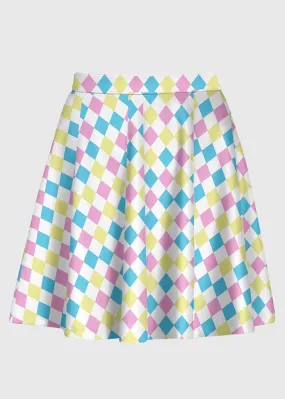 Plus Size Harlequin Pattern Pastel Clowncore Skirt