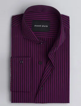 PURPLE-BLACK STRIPED SHIRT