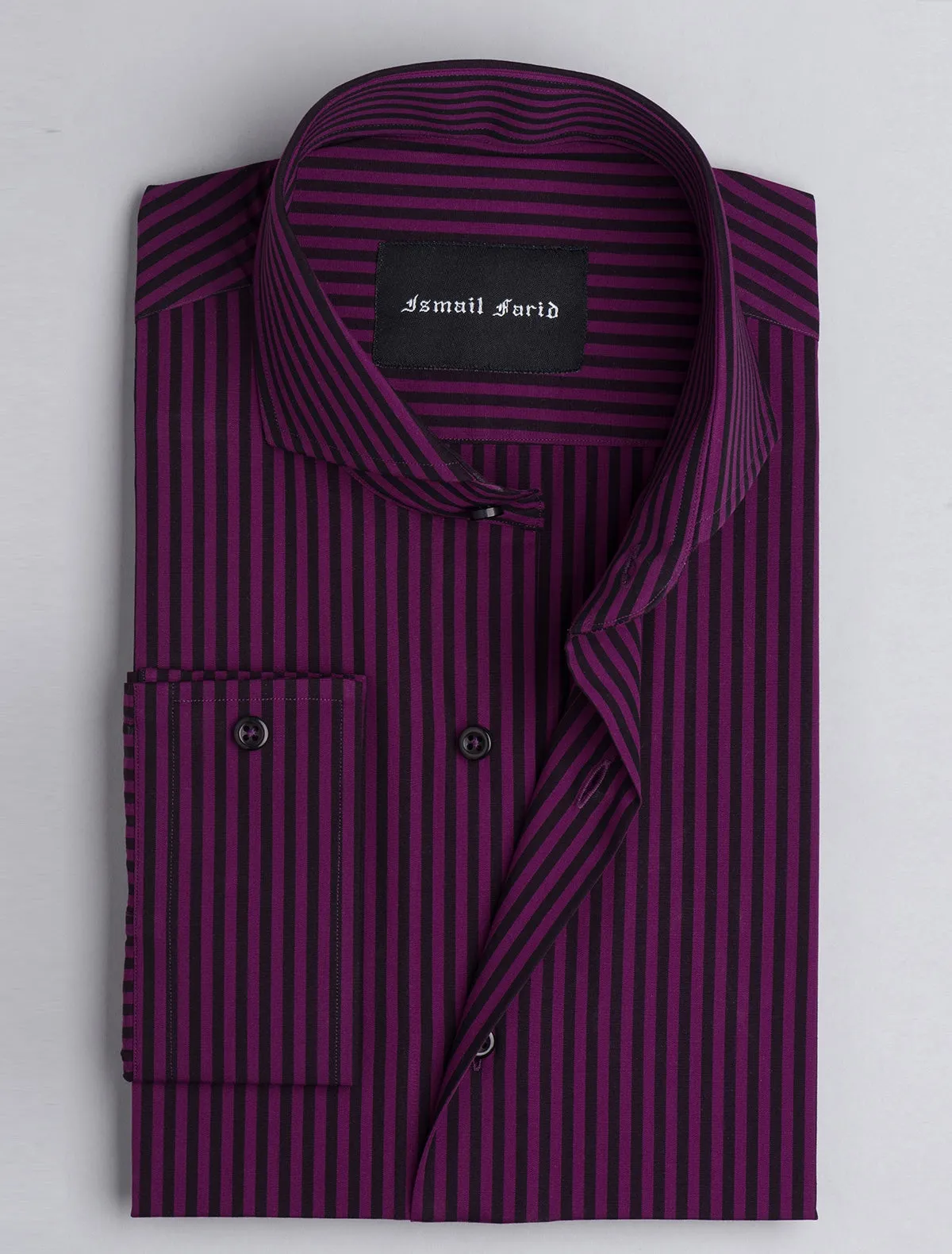 PURPLE-BLACK STRIPED SHIRT