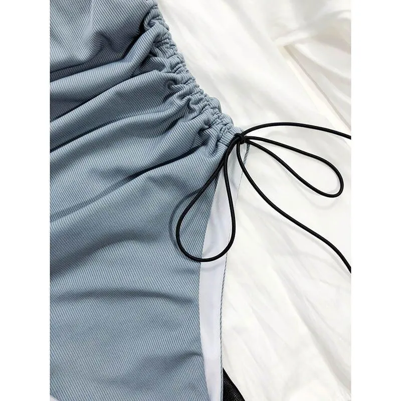 Ribbed Swimsuit One Piece  High Cut Swimwear