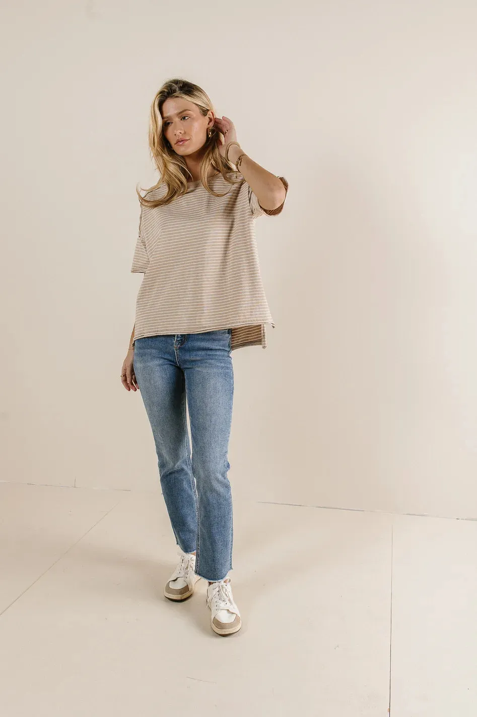 Riley Striped T-Shirt in Beige - FINAL SALE
