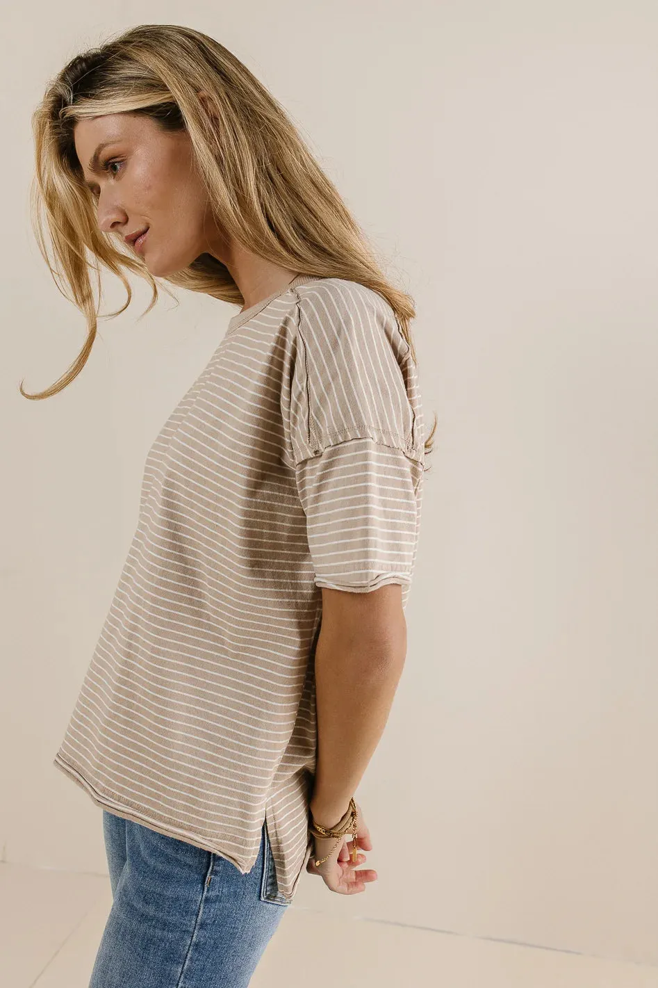 Riley Striped T-Shirt in Beige - FINAL SALE