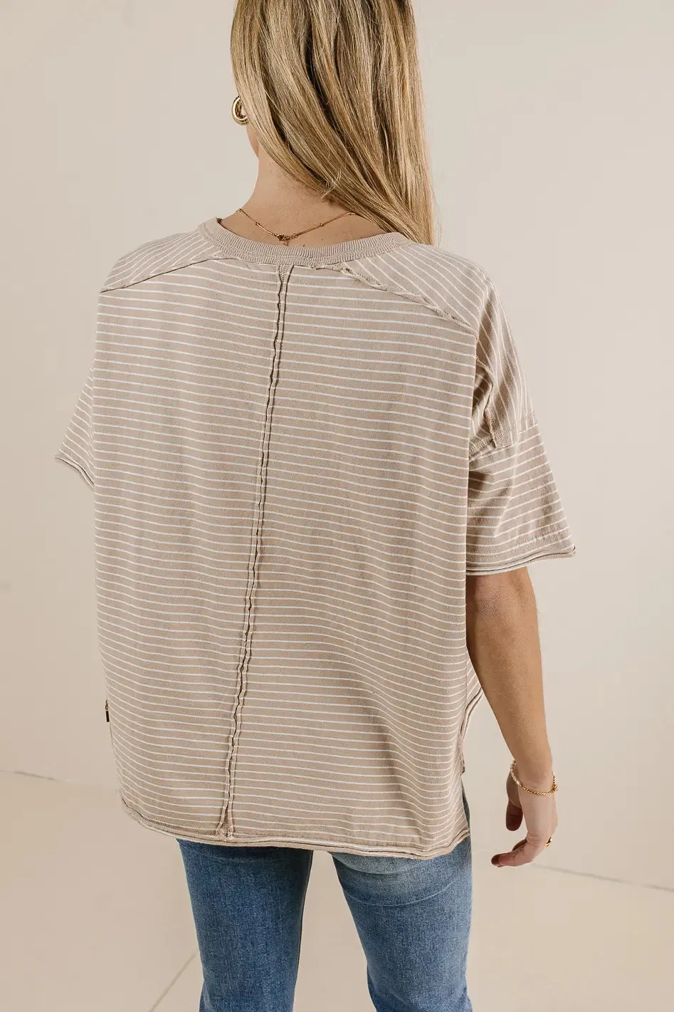 Riley Striped T-Shirt in Beige - FINAL SALE
