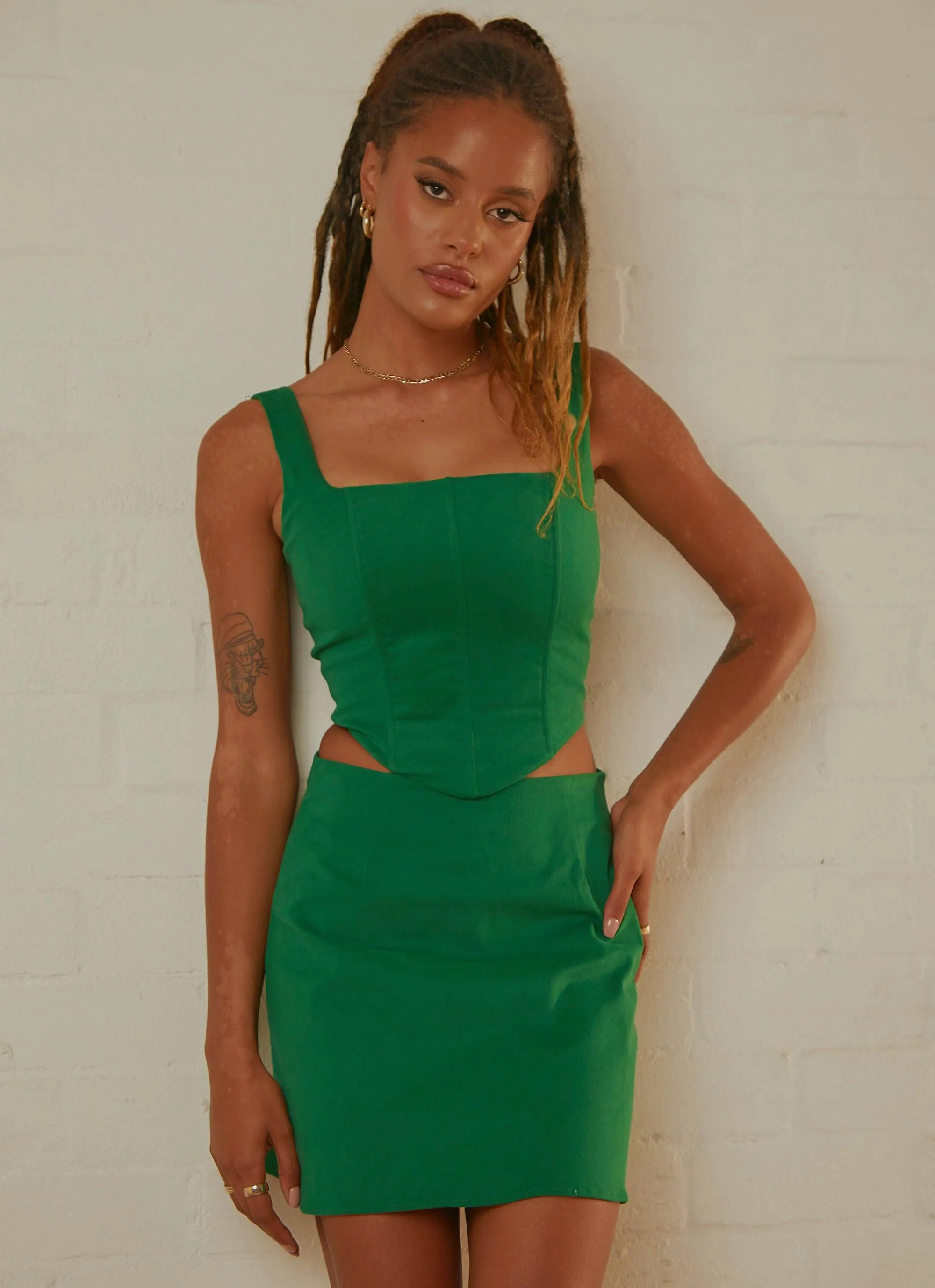Rooftop Drinks Mini Skirt - Jade Green
