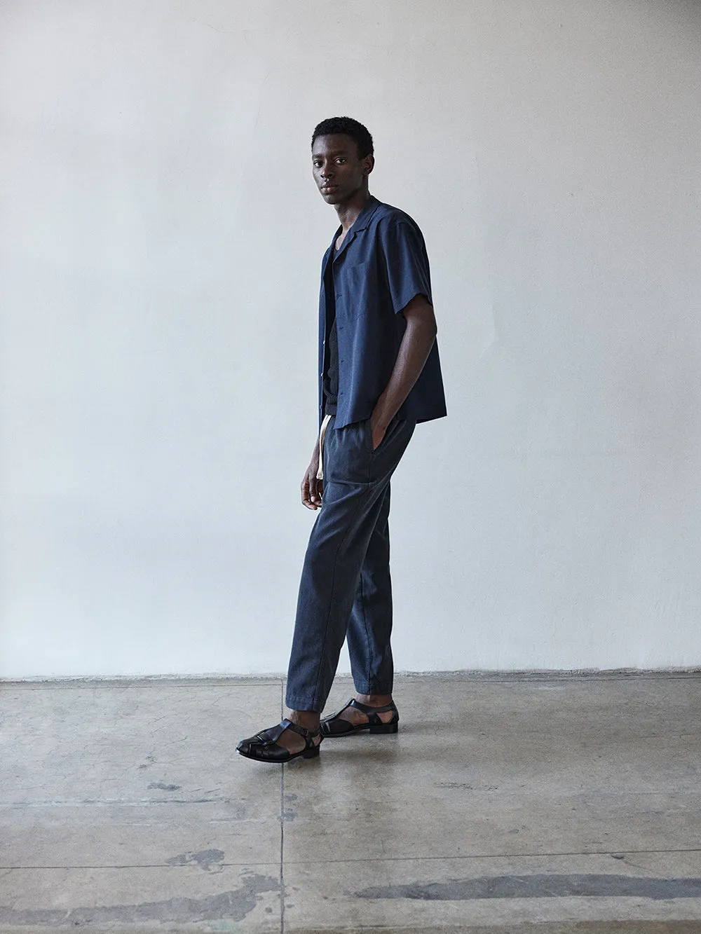 Short Sleeve Camp Collar Shirt -- Dark Navy