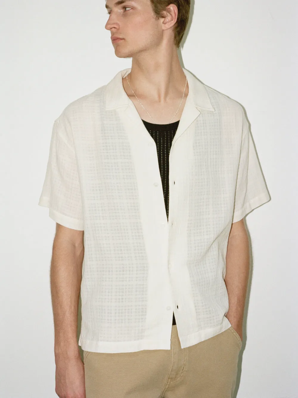 Short Sleeve Camp Collar Shirt -- Off White