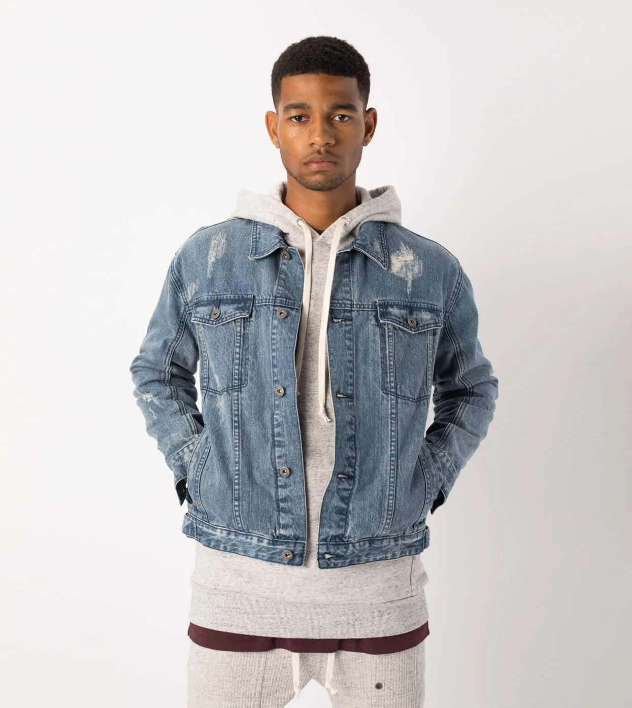Shred Snitch Denim Jacket Blow-Out Blue - Sale
