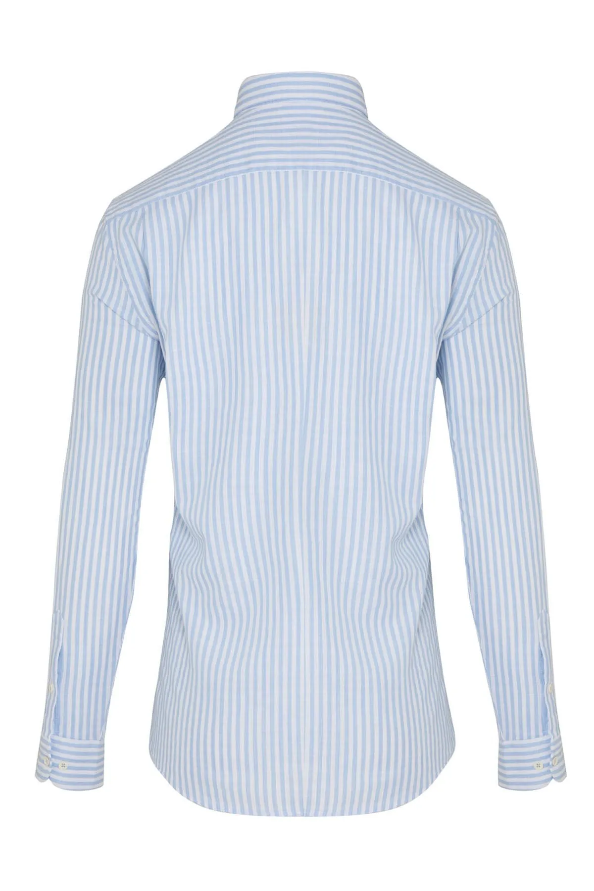 Slim Fit Long Sleeve Striped Cotton Casual Shirt, Light Blue C
