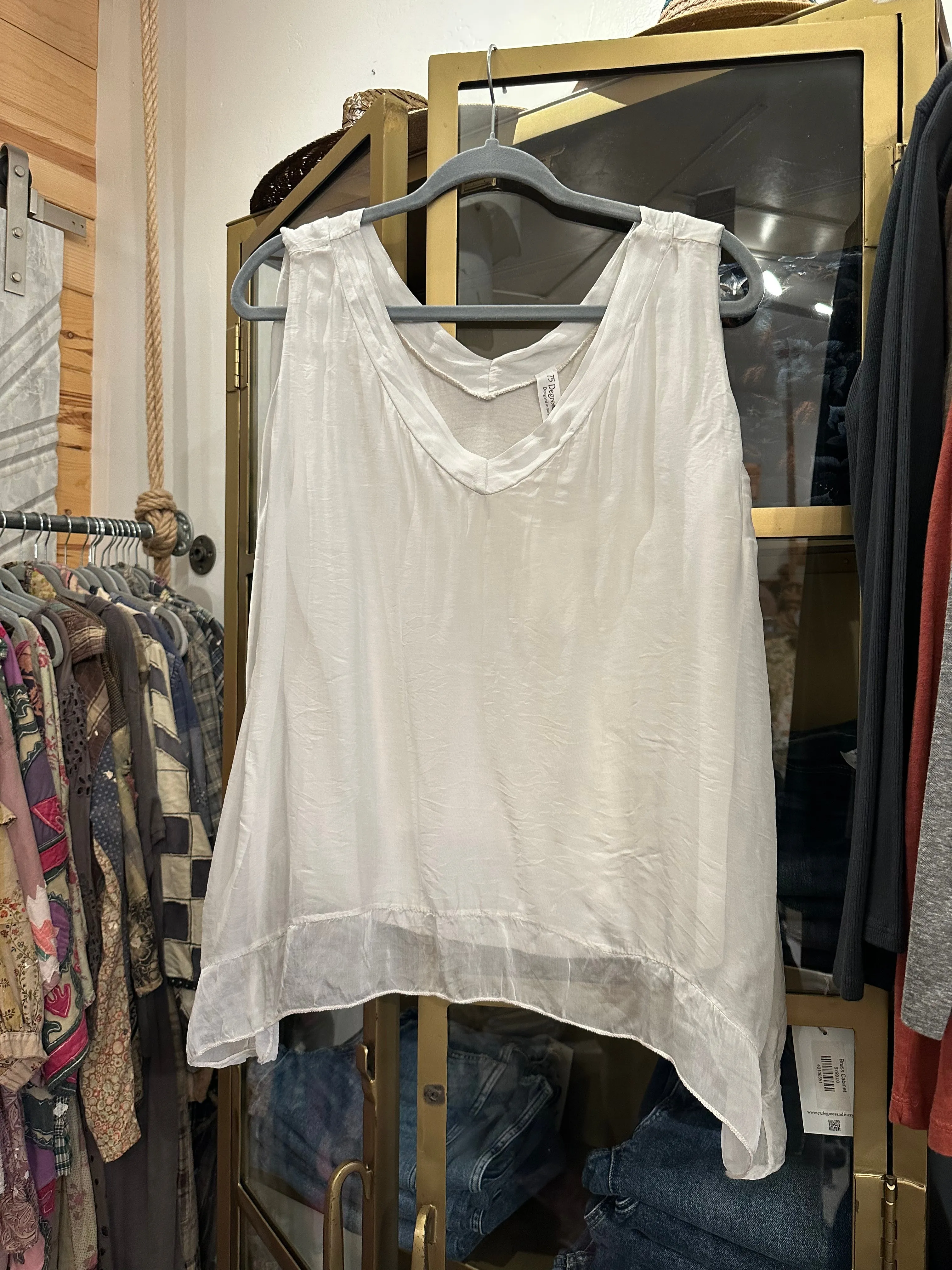 V Neck Silk Tank Top 5941