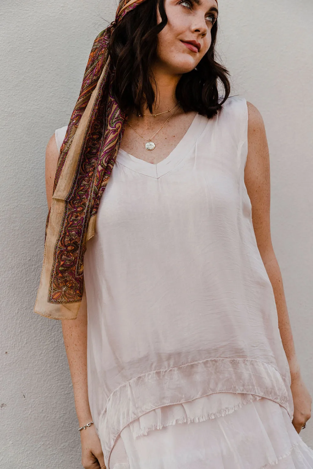 V Neck Silk Tank Top 5941