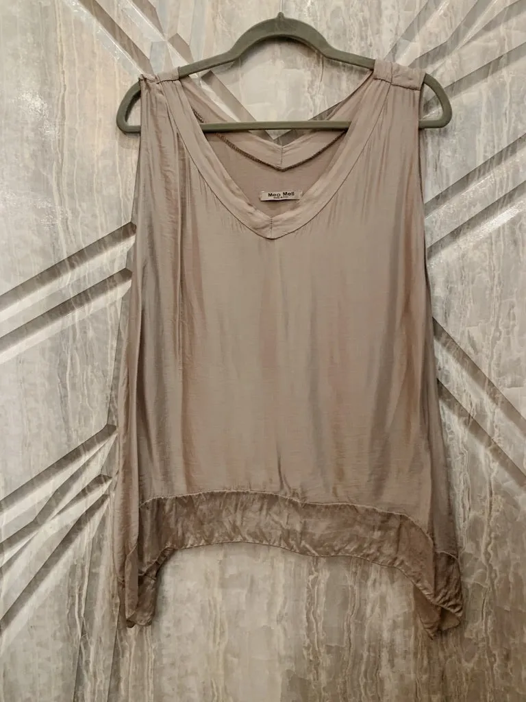 V Neck Silk Tank Top 5941