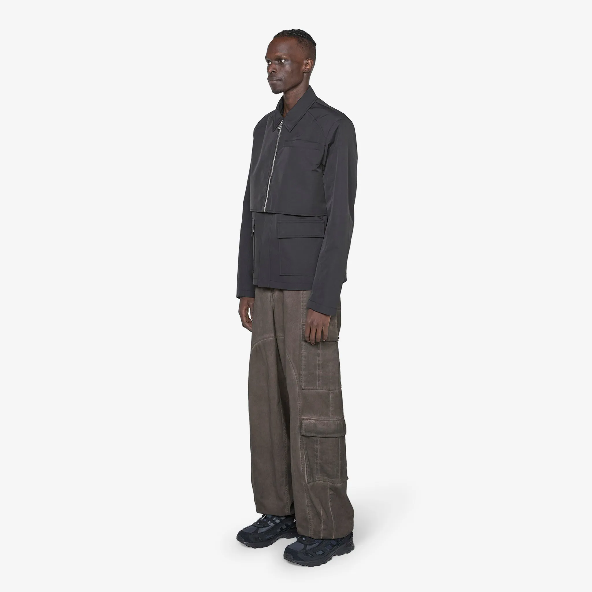 Washed Layered Boxy Jacket Black