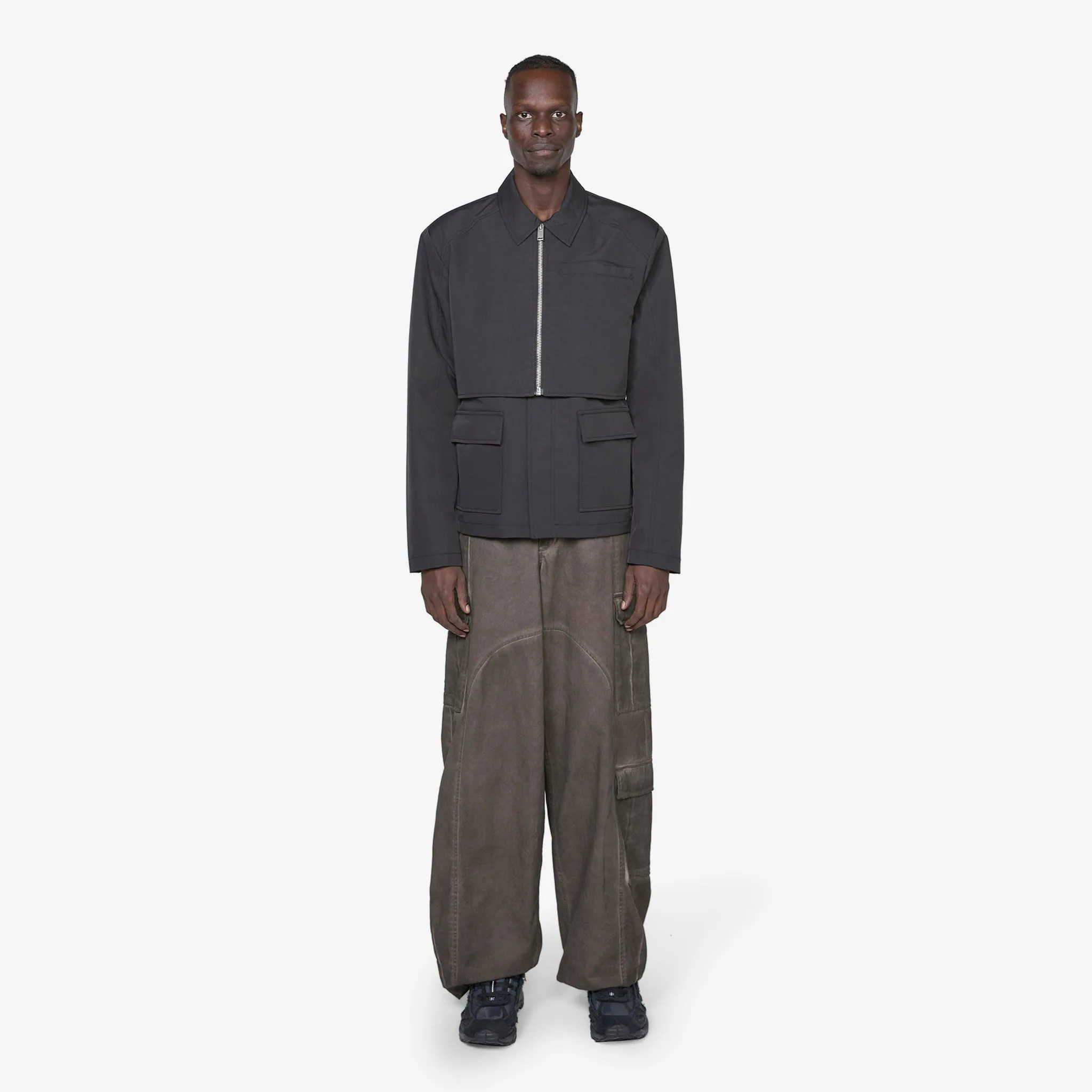 Washed Layered Boxy Jacket Black