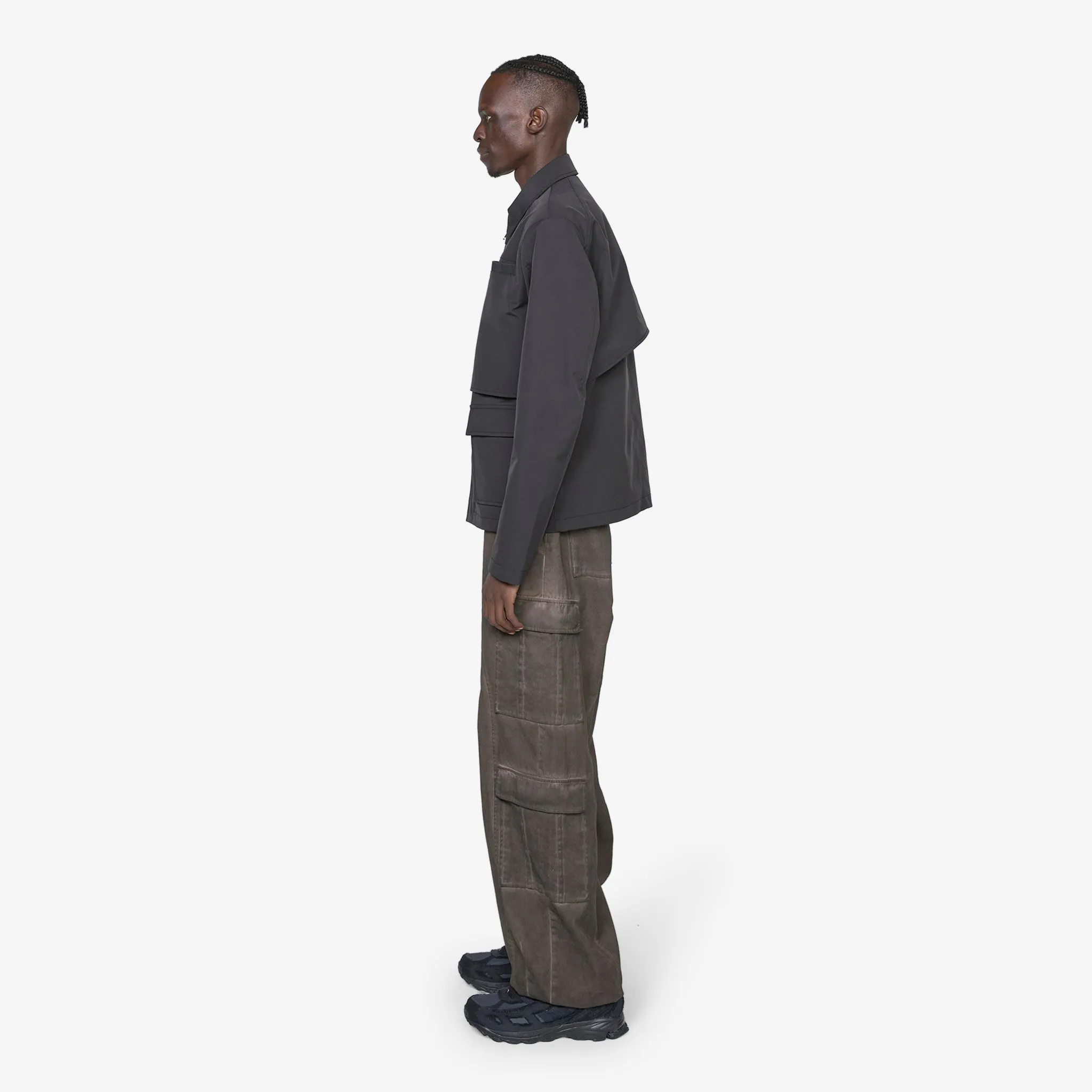 Washed Layered Boxy Jacket Black