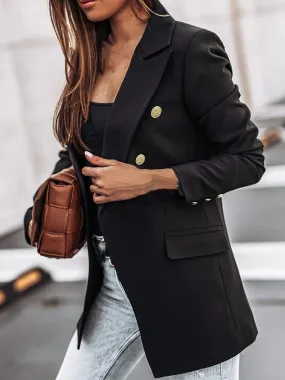 Women's Elegant Business Long Blazer with Double-Breasted Detail | Ideal for All Seasons