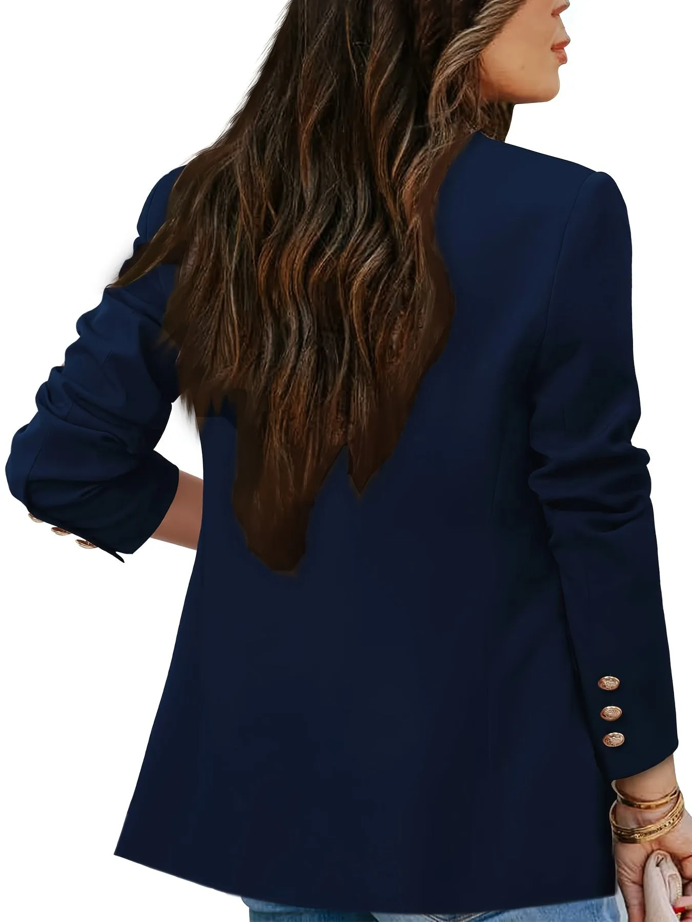 Women's Elegant Business Long Blazer with Double-Breasted Detail | Ideal for All Seasons