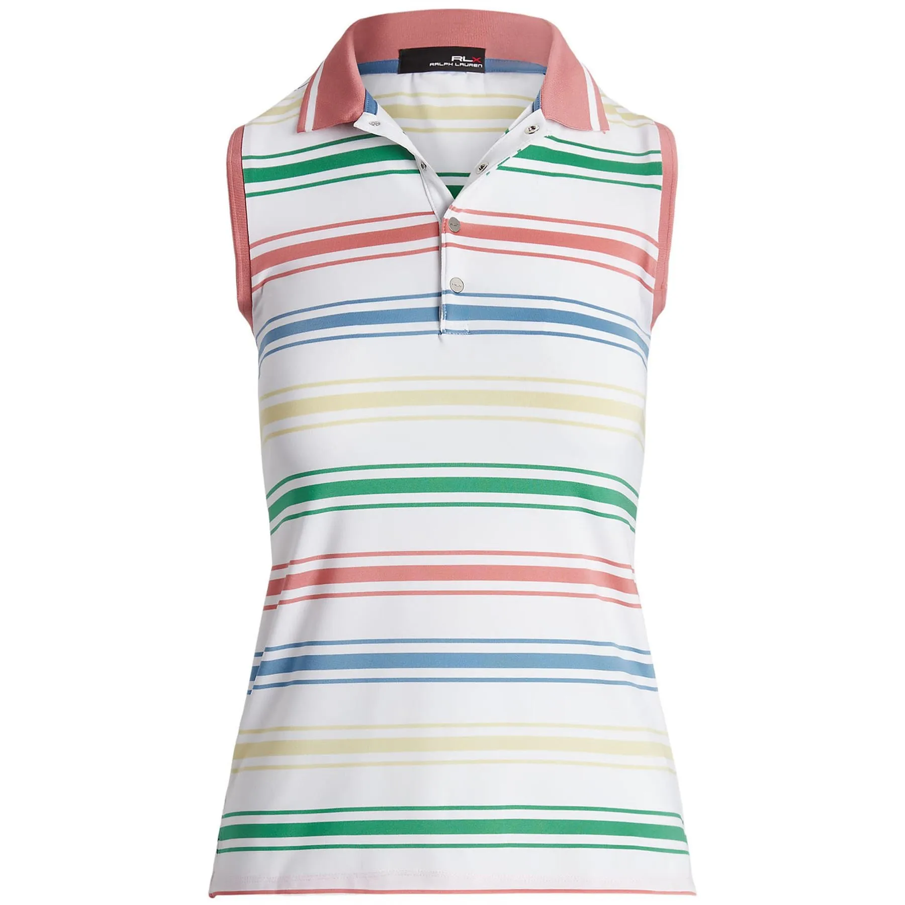 Womens Tailored Fit Striped Sleeveless Polo Pure White/Desert Rose Multi - SS23