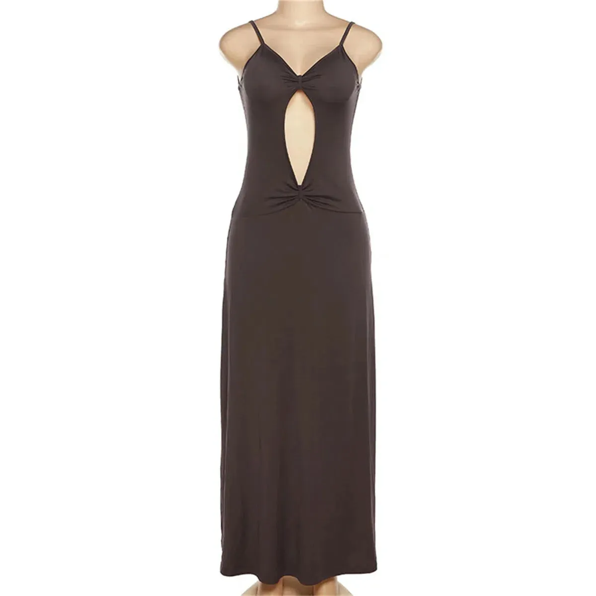 Wsevypo Spaghetti Straps Party Long Dress Women V Neck Sundress for Holiday Beach